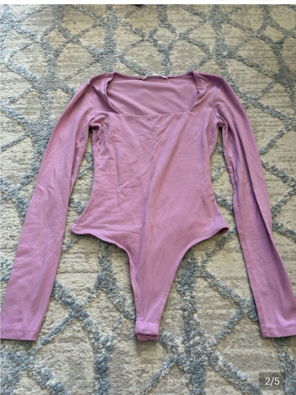 3 for $14 Bluenotes Lilac Long Sleeve Square Neck Bodysuit size xs